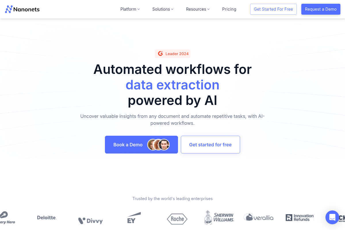 Nanonets website preview