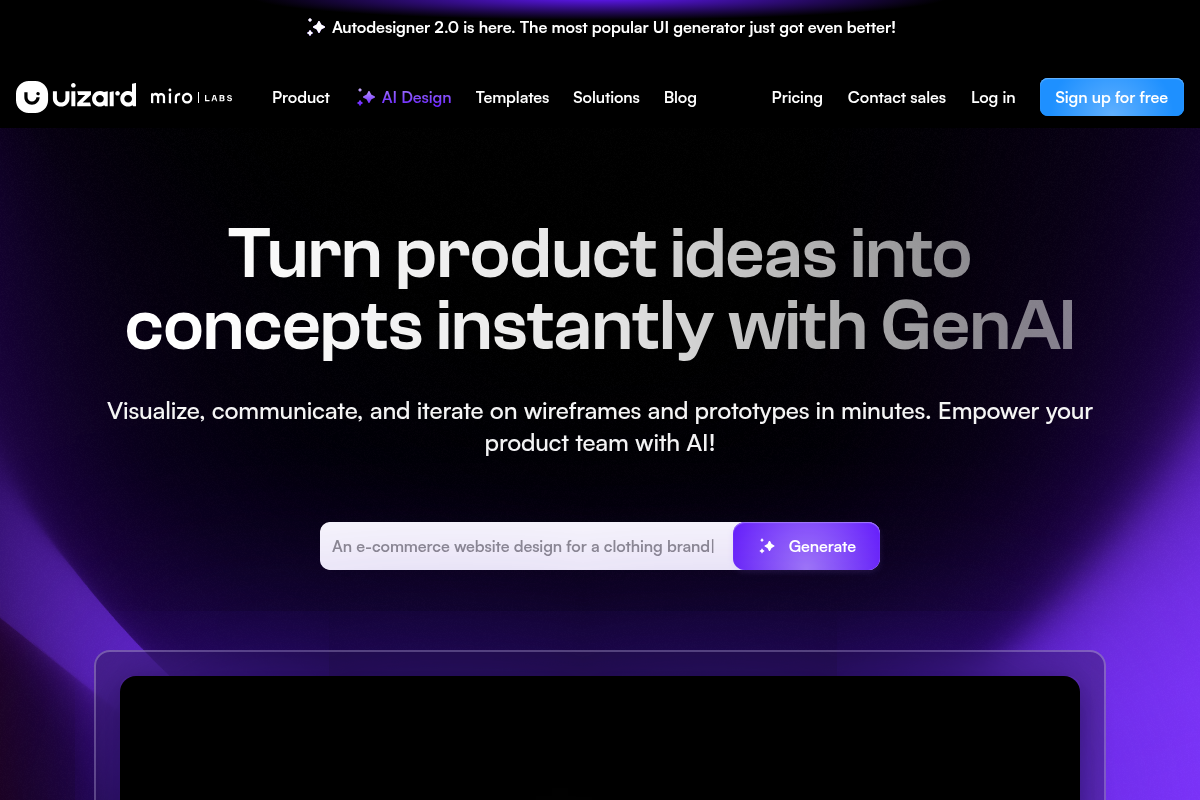 Uizard website preview